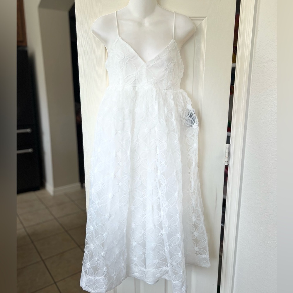 Lulu's Ivory Florql Tulle Midi Dress - Picture 5 of 12